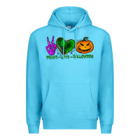 Ocean Blue peace love halloween Premium Hoodie - BundleAndBundleShop