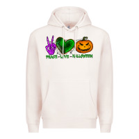 Pale Pink peace love halloween Premium Hoodie - BundleAndBundleShop