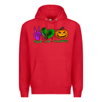 Red peace love halloween Premium Hoodie - BundleAndBundleShop