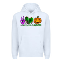 White peace love halloween Premium Hoodie - BundleAndBundleShop