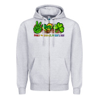 Heather Grey peace love st patty's day Zipper Hoodie - Artiststas