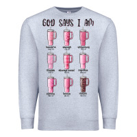 Heather Grey god says i am bible verse stanley Premium Sweatshirt - MaliasSmallBusiness