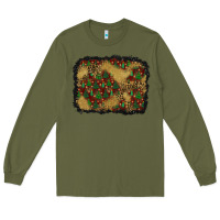 Army Green christmas trees and leopard background Long Sleeve Tee - BundleAndBundleShop