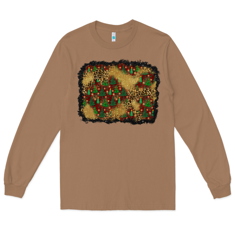 Christmas Trees And Leopard Background Long Sleeve Tee by BundleAndBundleShop | Teevron