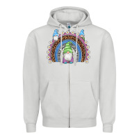 Dove Grey easter gnome rainbow Zipper Hoodie - Artiststas