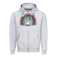 Heather Grey easter gnome rainbow Zipper Hoodie - Artiststas