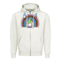 Oatmeal Heather easter gnome rainbow Zipper Hoodie - Artiststas