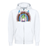 White easter gnome rainbow Zipper Hoodie - Artiststas