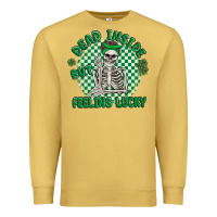 Antique Gold dead inside but feeling lucky Premium Sweatshirt - MaliasSmallBusiness