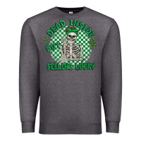 Charcoal Heather dead inside but feeling lucky Premium Sweatshirt - MaliasSmallBusiness