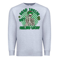 Heather Grey dead inside but feeling lucky Premium Sweatshirt - MaliasSmallBusiness
