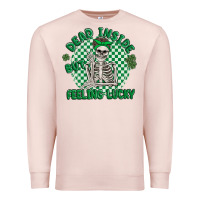 Pale Pink dead inside but feeling lucky Premium Sweatshirt - MaliasSmallBusiness