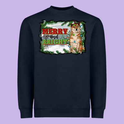 Merry And Bright Shiba Inu Heavyweight Sweatshirt Designed By Ranaportraitstore