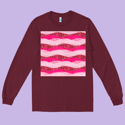 Valentines Day Glitter And Leopard Seamless Pattern Long Sleeve Tee Designed By Bundleandbundleshop