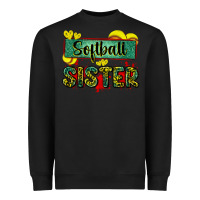 Black softball sister with leopard Heavyweight Sweatshirt - Zillion Design Studio