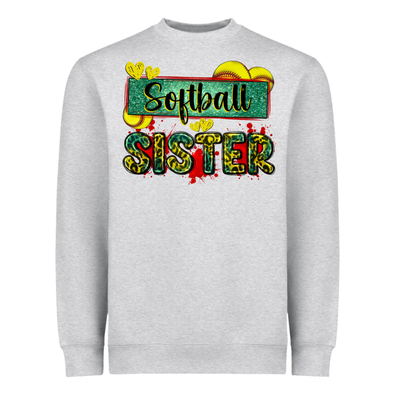 Softball Sister With Leopard Heavyweight Sweatshirt by Zillion Design Studio | Teevron