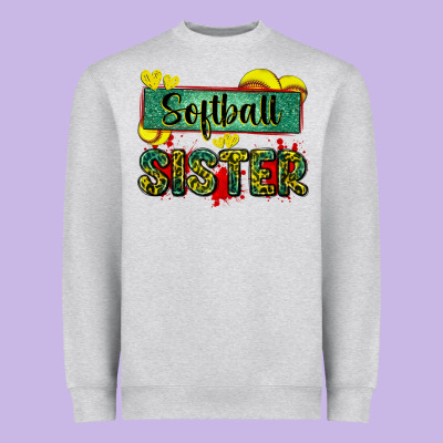 Softball Sister With Leopard Heavyweight Sweatshirt Designed By Zillion Design Studio