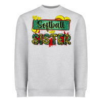 Heather Grey softball sister with leopard Heavyweight Sweatshirt - Zillion Design Studio