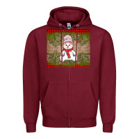 Burgundy Christmas snowman Zipper Hoodie - AdoDesignShop