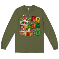 Army Green ho ho ho christmas latte with gnomies Long Sleeve Tee - AdoDesignShop