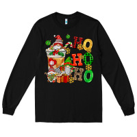 Black ho ho ho christmas latte with gnomies Long Sleeve Tee - AdoDesignShop