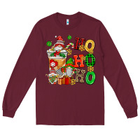 Burgundy ho ho ho christmas latte with gnomies Long Sleeve Tee - AdoDesignShop