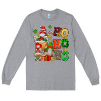Heather Grey ho ho ho christmas latte with gnomies Long Sleeve Tee - AdoDesignShop