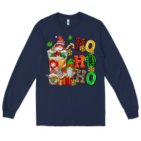 Navy ho ho ho christmas latte with gnomies Long Sleeve Tee - AdoDesignShop
