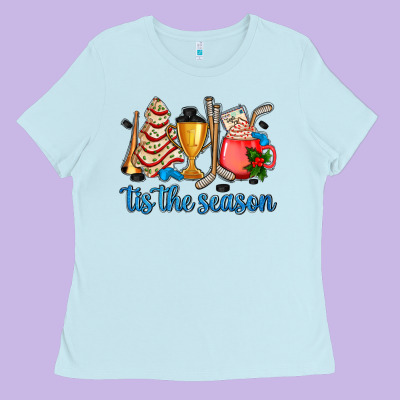 Tis The Season Hockey And Christmas Ladies Tee Designed By Adodesignshop