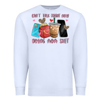 White can't talk right now doing mom shit Premium Sweatshirt - MaliasSmallBusiness