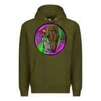 Army Green halloween round earrings 1 Premium Hoodie - BundleAndBundleShop