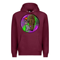 Burgundy halloween round earrings 1 Premium Hoodie - BundleAndBundleShop