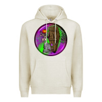 Oatmeal Heather halloween round earrings 1 Premium Hoodie - BundleAndBundleShop