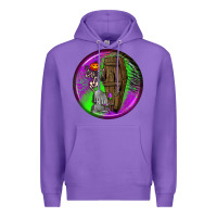 Purple halloween round earrings 1 Premium Hoodie - BundleAndBundleShop