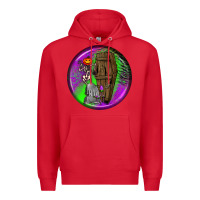 Red halloween round earrings 1 Premium Hoodie - BundleAndBundleShop