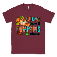Burgundy autumn leaves pumpkin please Classic Tee - AdoDesignShop