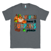 Charcoal Heather autumn leaves pumpkin please Classic Tee - AdoDesignShop