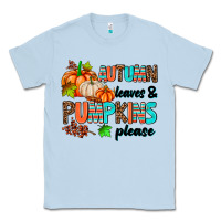Dusty Blue autumn leaves pumpkin please Classic Tee - AdoDesignShop