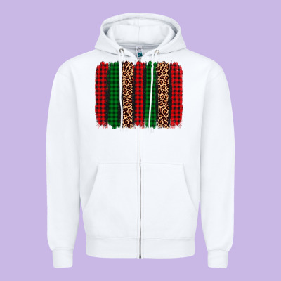 Christmas Glitter Leopard Brushstroke Zipper Hoodie Designed By Adodesignshop