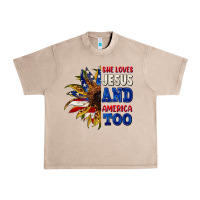 French Oak She loves Jesus and America too 4th of july Urban Heavy Tee - CowGirlArtShop