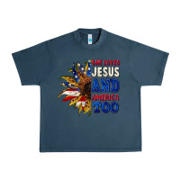 Midnight Navy She loves Jesus and America too 4th of july Urban Heavy Tee - CowGirlArtShop