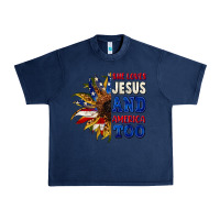 Navy She loves Jesus and America too 4th of july Urban Heavy Tee - CowGirlArtShop