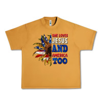 Peanut Butter She loves Jesus and America too 4th of july Urban Heavy Tee - CowGirlArtShop