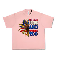 Salmon She loves Jesus and America too 4th of july Urban Heavy Tee - CowGirlArtShop