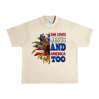 Sandshell She loves Jesus and America too 4th of july Urban Heavy Tee - CowGirlArtShop