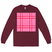 Valentines Day Plaid Seamless Pattern Long Sleeve Tee | Teevron