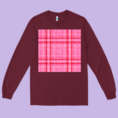 Valentines Day Plaid Seamless Pattern Long Sleeve Tee Designed By Bundleandbundleshop
