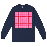 Navy valentines day plaid seamless pattern Long Sleeve Tee - BundleAndBundleShop