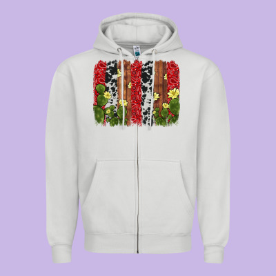 Cactus Cowhide  Brushstroke Zipper Hoodie Designed By Adodesignshop