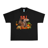 Black Fall Vibes Squirrel Urban Heavy Tee - CowhideDigitalArt
